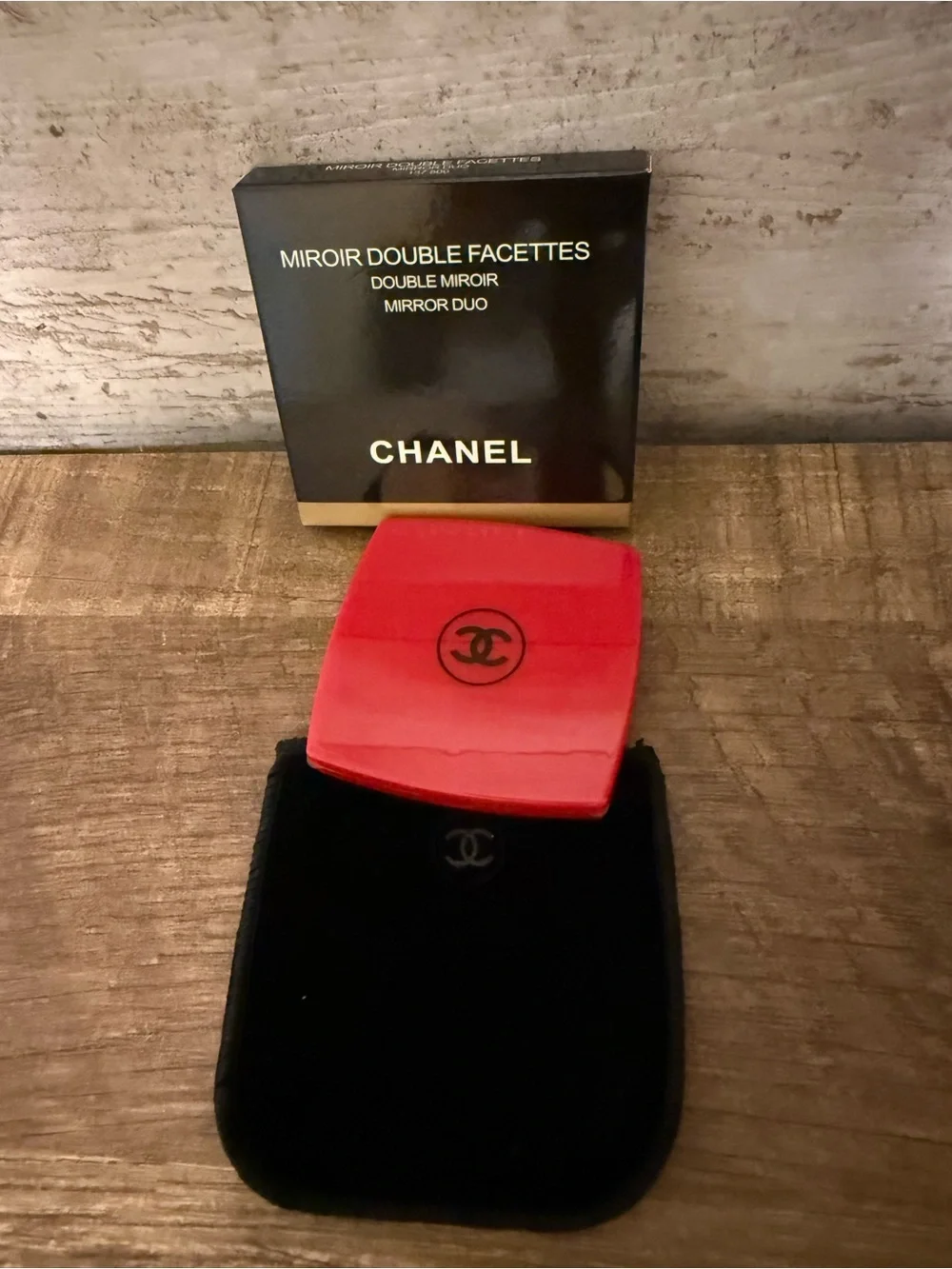CHANEL beauty red Compact Mirror double sided